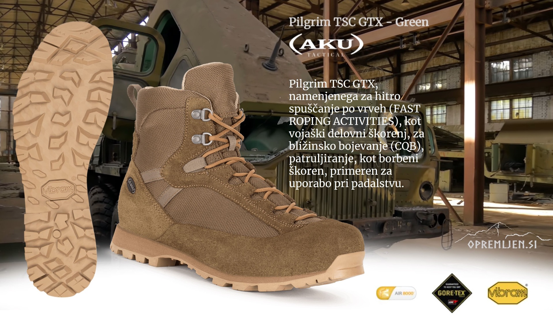 Profesionalna obutev AKU Tactical Pilgrim TSC GTX je idealna za vojaške operacije, specialne enote in terenske aktivnosti. Z visoko zmogljivostjo, udobjem in vzdržljivostjo bo vaše gibanje brezskrbno in varno. Pridobite vrhunsko kakovost in zanesljivost s