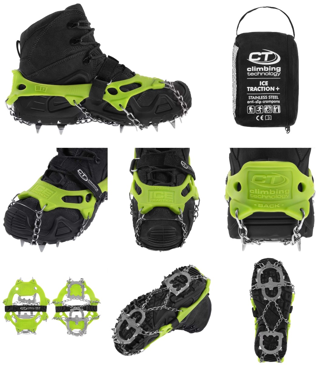 Pripravite se na varno in udobno hojo v zimskih razmerah z Climbing Technology Ice Traction Plus derezami. Zagotovite si stabilnost in varnost na ledenih in zasneženih površinah. Univerzalne, trpežne in enostavne za namestitev. Primerno za pohodnike, plez