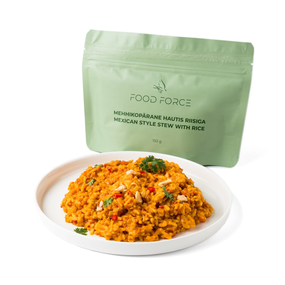 Okusna Mehiška enolončnica z rižem, 150g za hitro pripravo na poti. Popolna izbira za kampiranje ali avanture. Preizkusite Food Force okus zdaj!