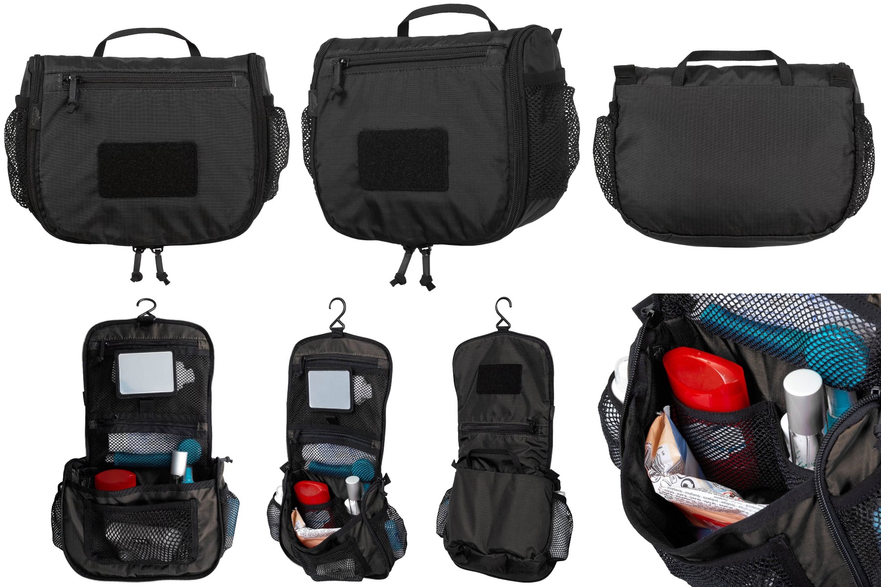 Izberite funkcionalnost in slog z Helikon potovalno toaletno torbico v črni barvni kombinaciji. Popolna za vojaške navdušence in potovanja.