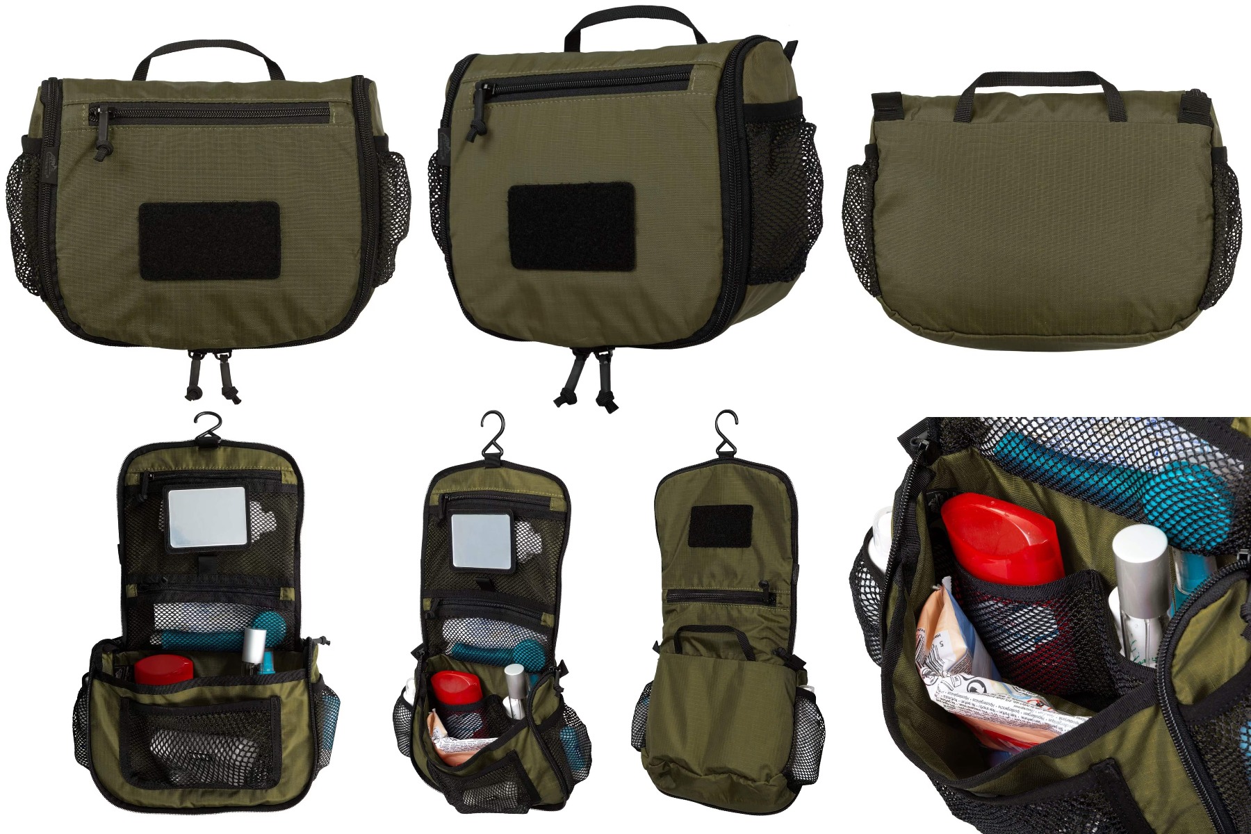 Izberite funkcionalnost in slog z Helikon potovalno toaletno torbico v olivni barvni kombinaciji. Popolna za vojaške navdušence in potovanja.
