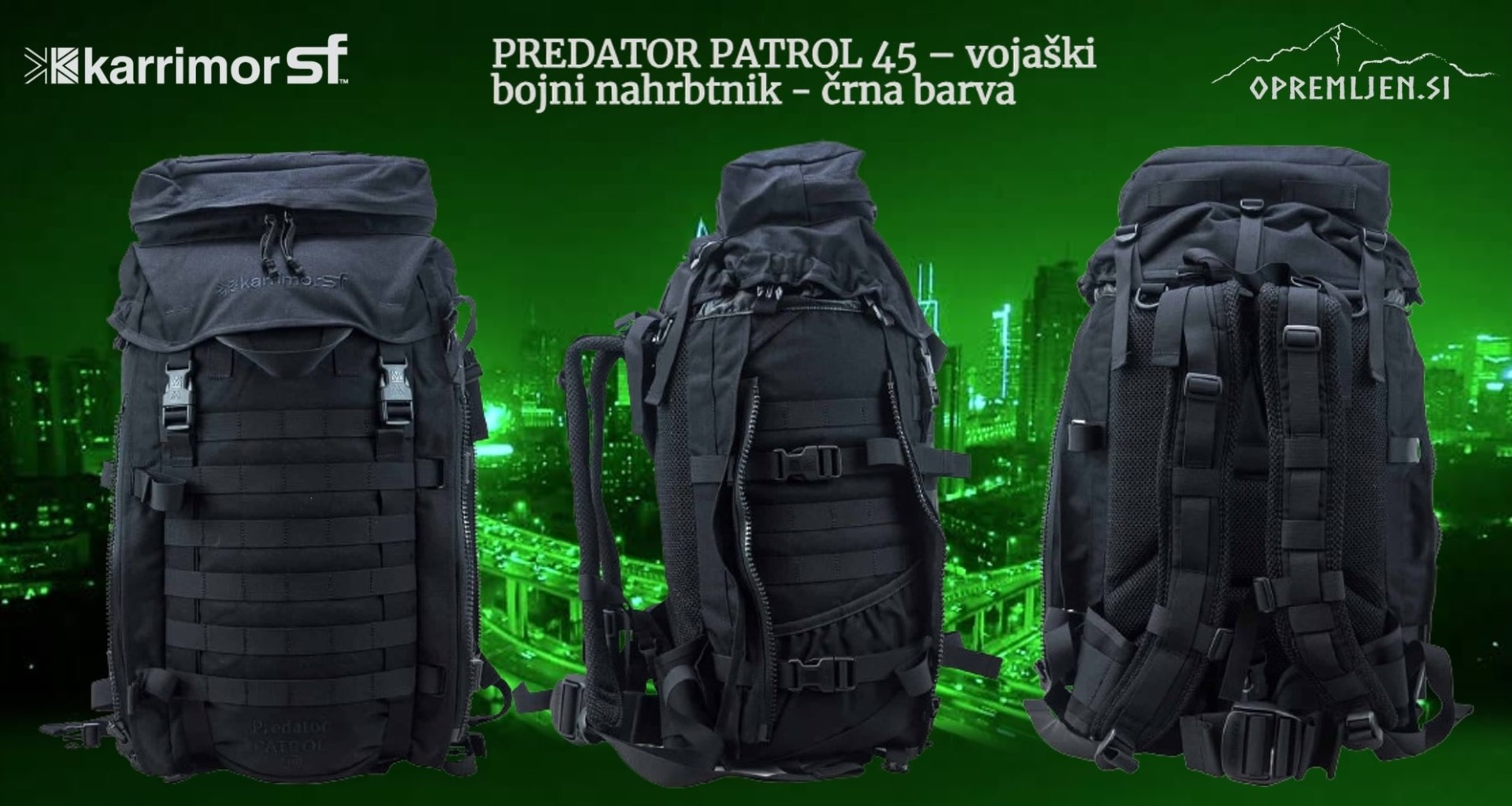 Karrimor SF Predator Patrol 45 vojaški nahrbtnik je idealen spremljevalec za vsako avanturo. Izdelan iz trpežnega materiala in opremljen z večnamenskimi žepi ter odstranljivim sprednjim žepom, zagotavlja prostor za vse vaše potrebščine. Vrhunsko oblazinje