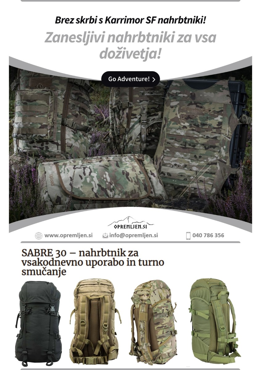 Pridobite popolno opremo za jesenske aktivnosti z izjemnim Karrimor SF Predator Linija Vojaski nahrbtnikom. Njegova vzdržljivost, vodoodpornost in prostornost ga naredijo idealnega sopotnika za pohode, planinske avanture in jesenske piknike. Poiščite ga na opremljen.si in si zagotovite svoj nahrbtnik še danes!