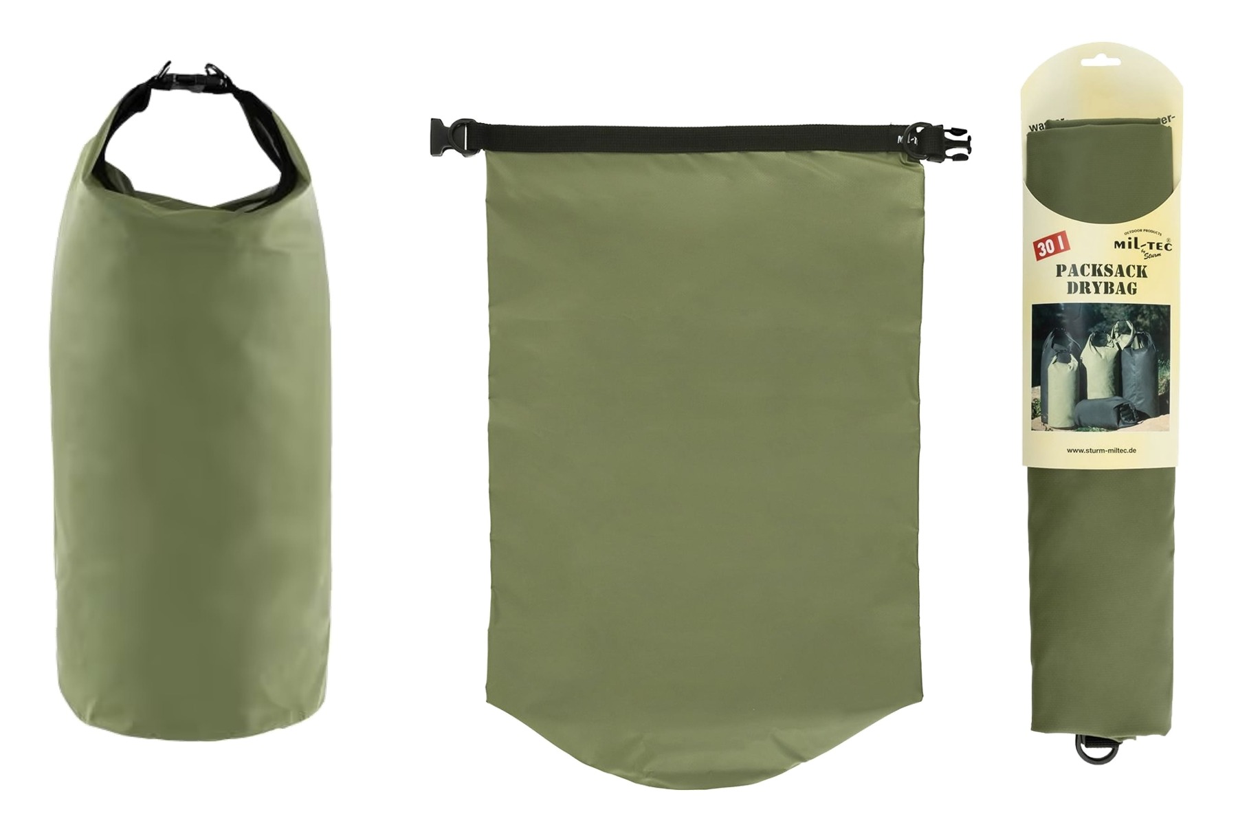 Dry Bag 30 Miltec - Nepremočljiva vreča z 30 litri prostornine za vojaške nahrbtnike srednjega volumna. Vodoodporna in trpežna olivno zelena vreča je idealna za vojaške aktivnosti, potovanja, kamping in športne dejavnosti. Zaščitite svojo opremo pred vodo s to zanesljivo vrečo.