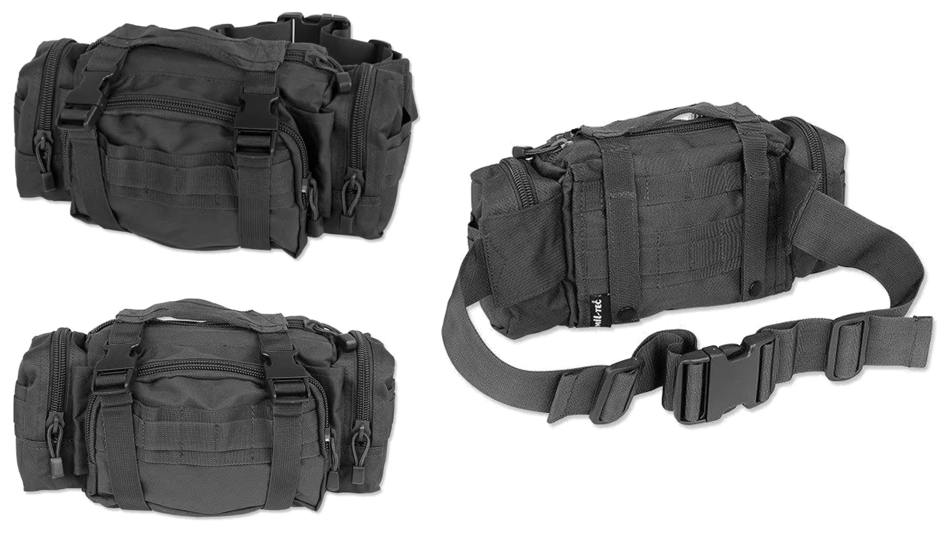 Pridobite modularno Molle torbo za okoli pasu Small v črni barvi. Vzdržljiva, vodoodporna in prilagodljiva torba za organizacijo opreme. Idealna za pohodništvo, preživetje, airsoft, lov in še več.