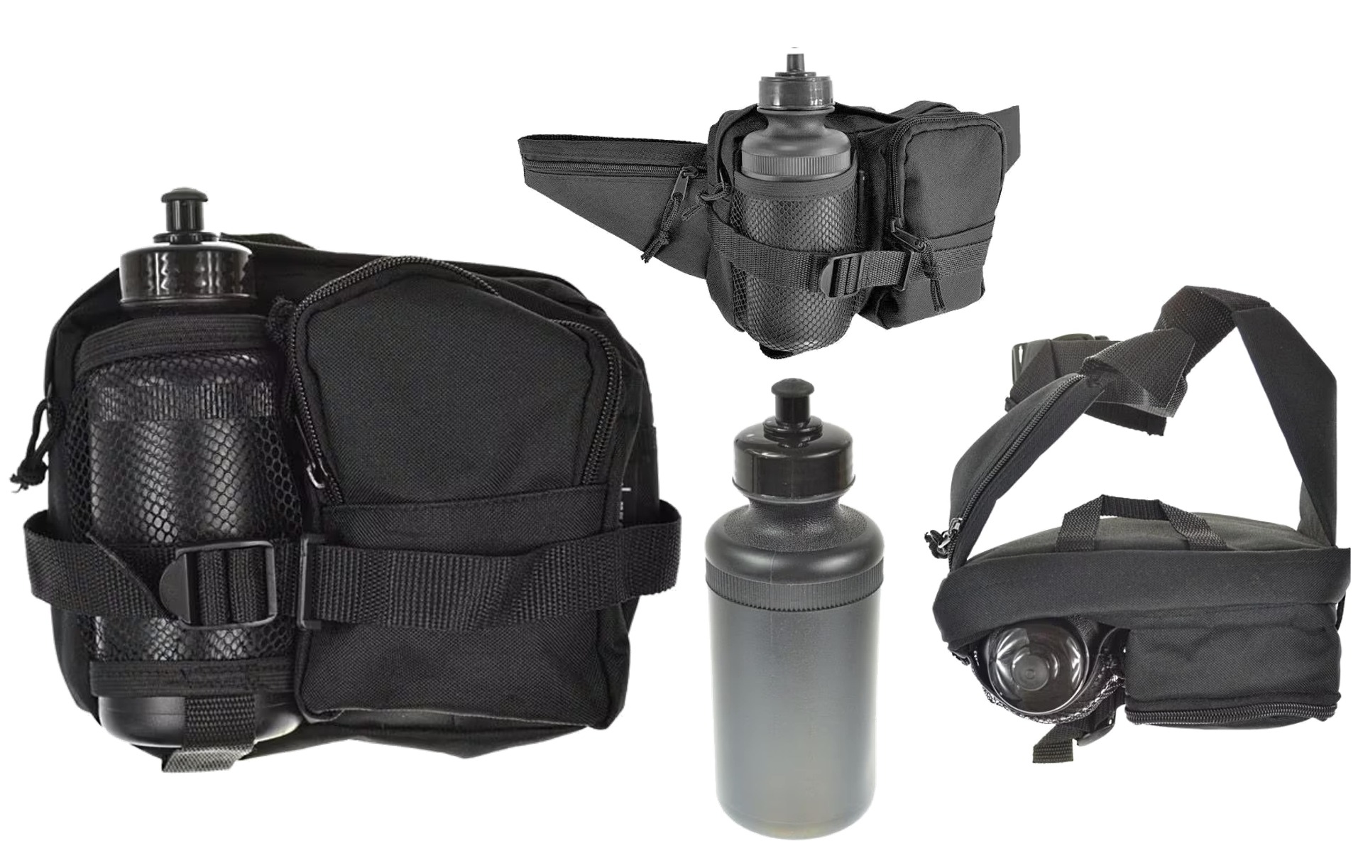 Prenosna EDC torbica za okoli pasu s flaško - črna je idealna za pohodništvo, kampiranje in aktivnosti na prostem. Organizirajte svojo opremo in ostanite hidrirani s to večnamensko torbico. Kupite jo zdaj in pripravite se na udobno ter praktično izkušnjo 