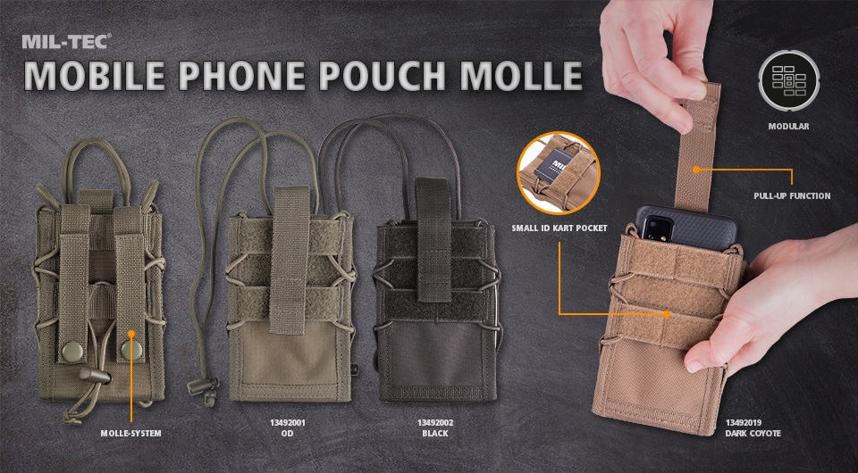 Zaščitite vaš mobilni telefon s praktično MOLLE torbico. Torbica je idealna za dimenzije 9.3 x 2.2 x 14.5 cm in se enostavno pritrdi na vojaške nahrbtnike in nosilne sisteme. Zagotovite si optimalno zaščito, enostaven dostop in brezskrbno uporabo mobilnega telefona. Nakupujte kakovostne večnamenske torbice na Opremljen.si!