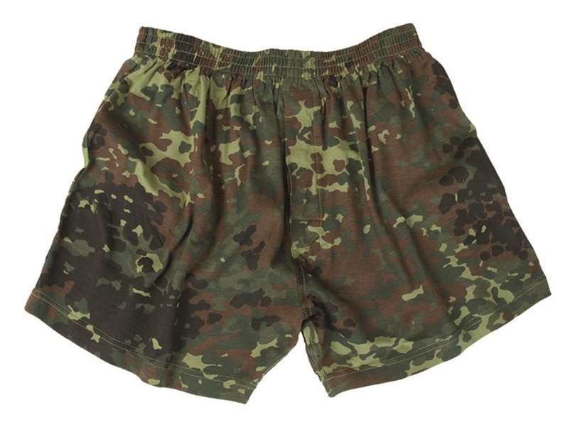 Odkrijte udobje vojaških moških bokser spodnjic iz 100% bombaža s flecktarn vzorcem. Idealne za prosti čas in aktivnosti na prostem. Naročite zdaj!