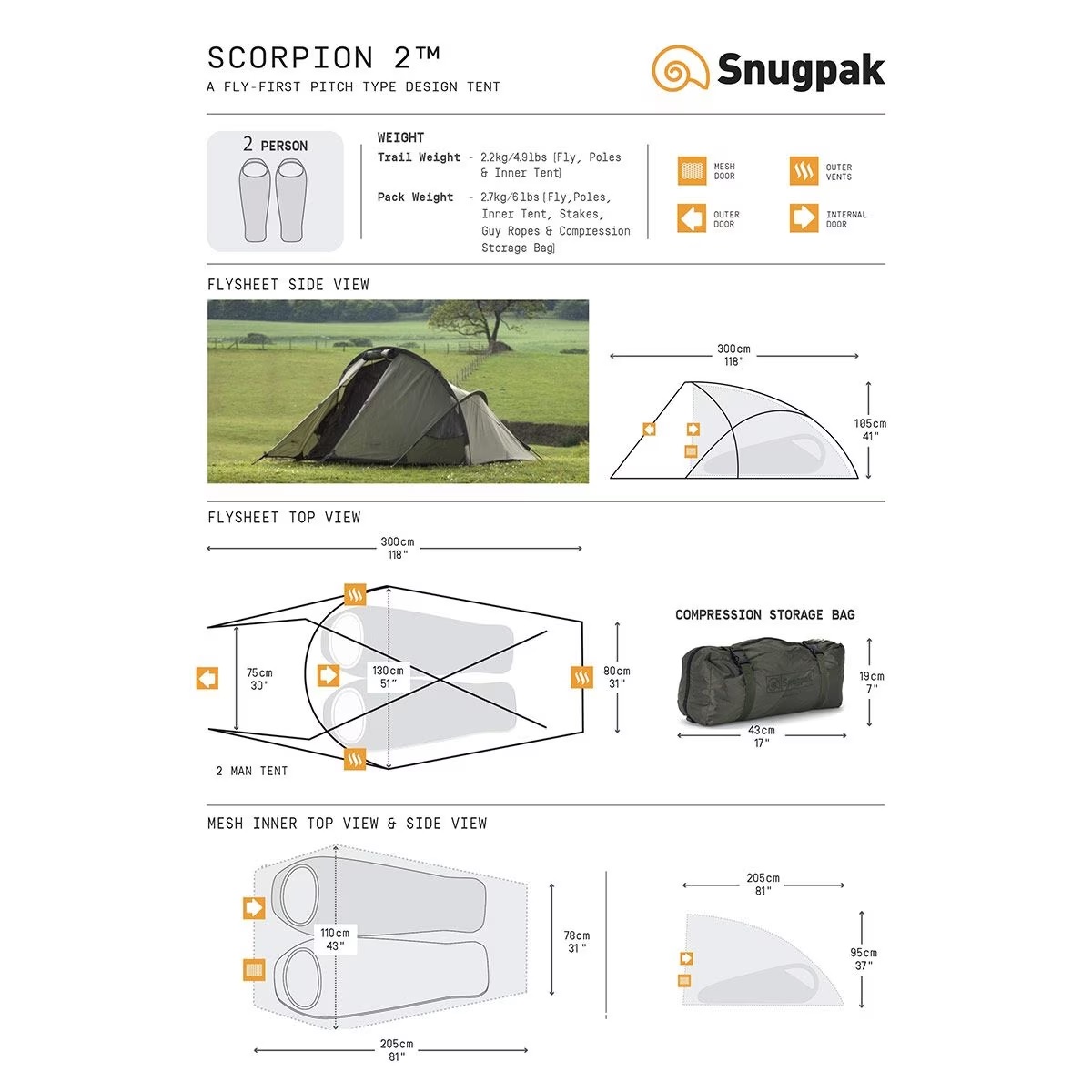 Odkrijte vrhunski Snugpak Bivak Scorpion šotor za 2 osebi z vodnim stolpcem 5.000 mm. Vzdržljiv, odporen na vodo in udoben šotor za brezskrbne avanture na terenu. Izkoristite popolno zaščito in udobje!