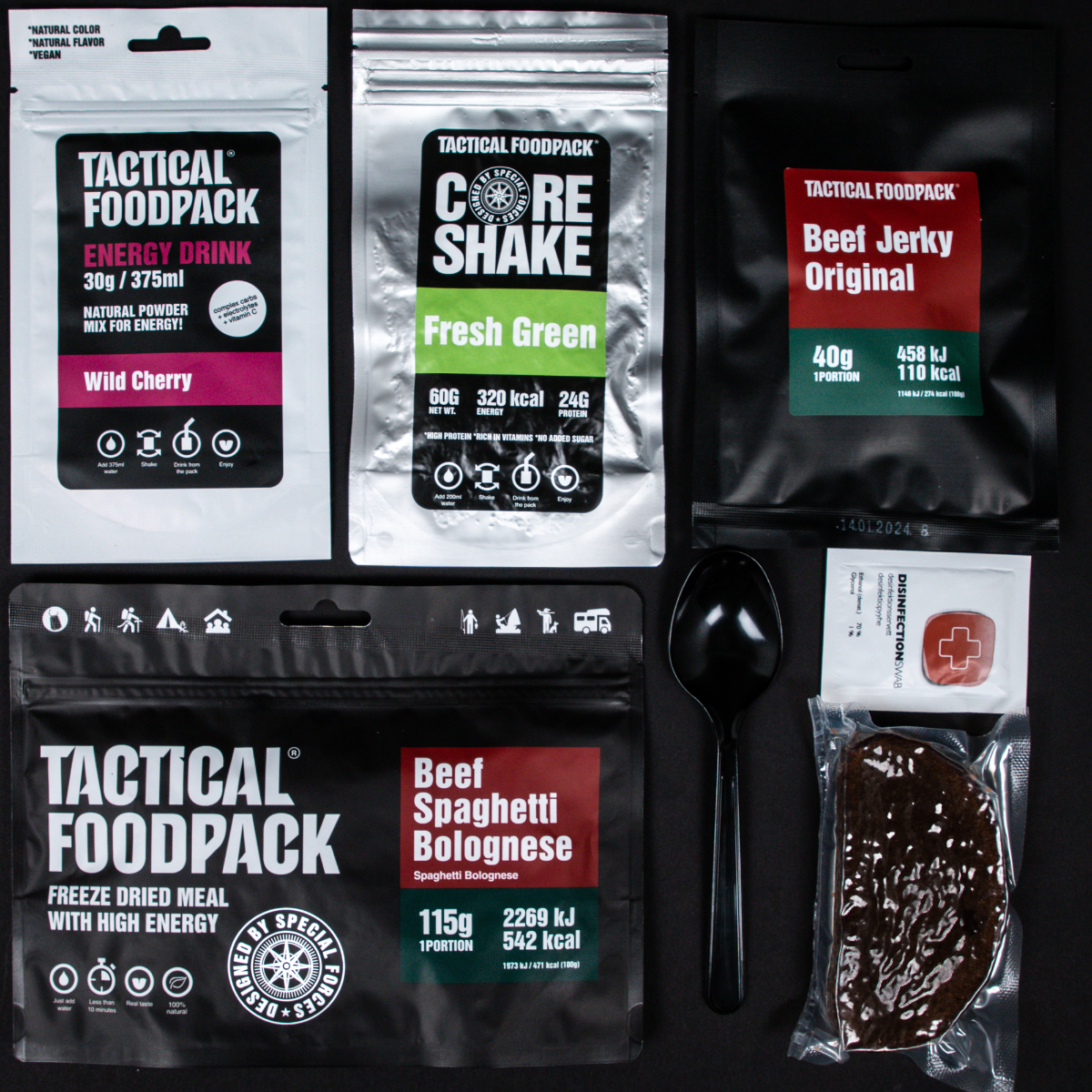 Tactical Foodpack MRE paket "1 Taktični dnevni obrok ECHO Tactical Foodpack": Vrhunska liofilizirana vojaška hrana za prehranjevanje na prostem. Dolgotrajna obstojnost, visoka hranilna vrednost. Idealna za pohodništvo, kampiranje in aktivnosti na prostem. Pridobite svoj obrok v sili za preživetje!