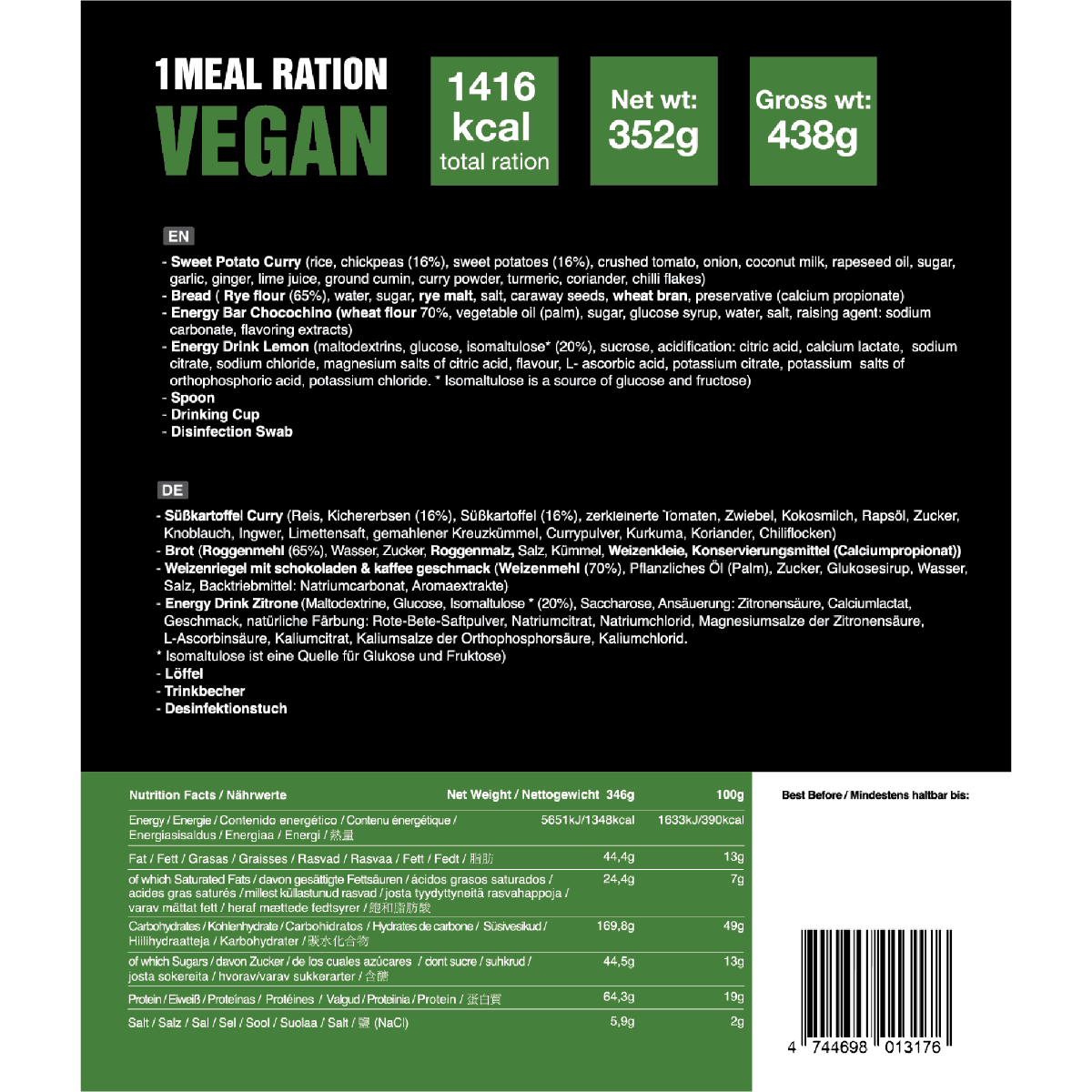 Uživajte v okusnem in hranljivem veganskem obroku s 1 Meal Ration Vegan Tactical Foodpack. Liofilizirana hrana, ki je pripravljena za vaše avanture. Tactical Foodpack obroki so prehransko bogata izbira za vse, ki si želite okusno hrano tudi v naravi. Kupite zdaj na Opremljen.si!