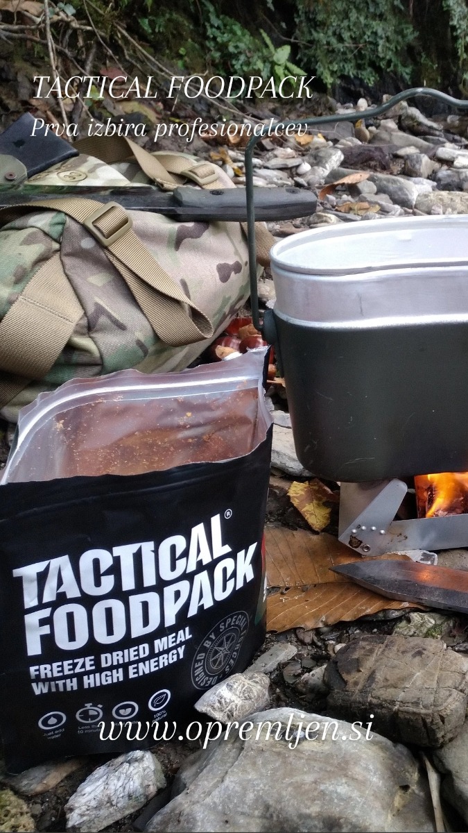 TACTICAL FOODPACK, dehidrirana hrana, suhi dnevni obrok, dehidrirana hrana za kampiranje, vojaška hrana, mre obrok, sdo hrana, liofilizirana hrana, hrana za preživetje, suhi vojaški dnevni obrok, B33 Tactical, B33 army shop, army shop, trgovina z vojaško opremo