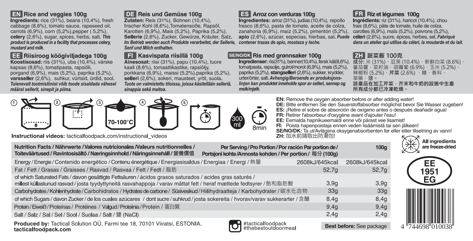 Tactical Foodpack obroki, Tactical Foodpack, MRE, SDO,  B33 army shop, trgovina z vojaško opremo, vojaška trgovina, suhi obroki, MRE, SDO, B33 Tactical