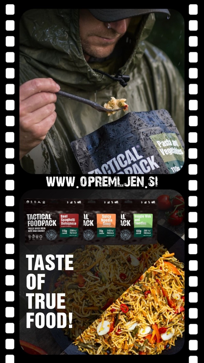 TACTICAL FOODPACK, dehidrirana hrana, suhi dnevni obrok, dehidrirana hrana za kampiranje, vojaška hrana, mre obrok, sdo hrana, liofilizirana hrana, hrana za preživetje, suhi vojaški dnevni obrok, B33 Tactical, B33 army shop, army shop, trgovina z vojaško opremo, vojaška oprema, vojaška trgovina, outdoor trgovina