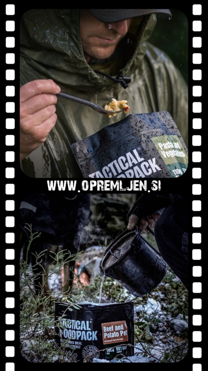 TACTICAL FOODPACK, dehidrirana hrana, suhi dnevni obrok, dehidrirana hrana za kampiranje, vojaška hrana, mre obrok, sdo hrana, liofilizirana hrana, hrana za preživetje, suhi vojaški dnevni obrok, B33 Tactical, B33 army shop, army shop, trgovina z vojaško opremo, vojaška oprema, vojaška trgovina, outdoor trgovina