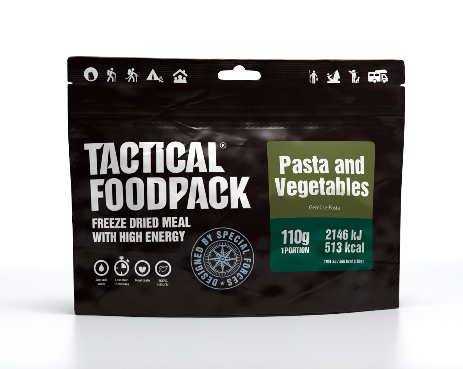 Kupite liofilizirano hrano Tactical Foodpack - testenine z zelenjavo. Idealen obrok za preživetje na prostem. Dolga obstojnost, visoka prehranska vrednost.