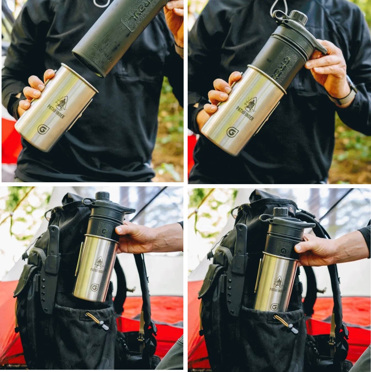 Geopressr kuhalni lonček s pokrovko, kompatibilen z Grayl vodnim filtrom. Filtracija vode za aktivno življenje na prostem. Odporen in priročen za kampiranje in potovanja.