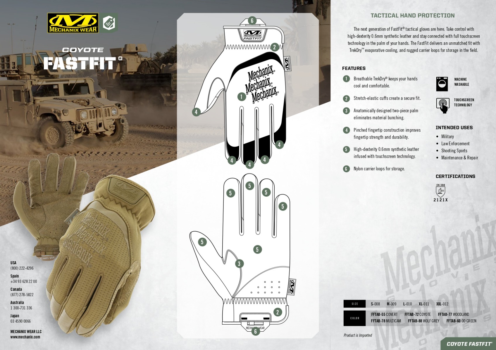 Zaščitite svoje roke z vrhunskimi taktičnimi rokavicami Mechanix Wear Fast Fit Coyote EN388 2121X. Trpežne, udobne in z odličnim oprijemom za delo ali športne aktivnosti. Opremljen.si - vaša zanesljiva izbira.