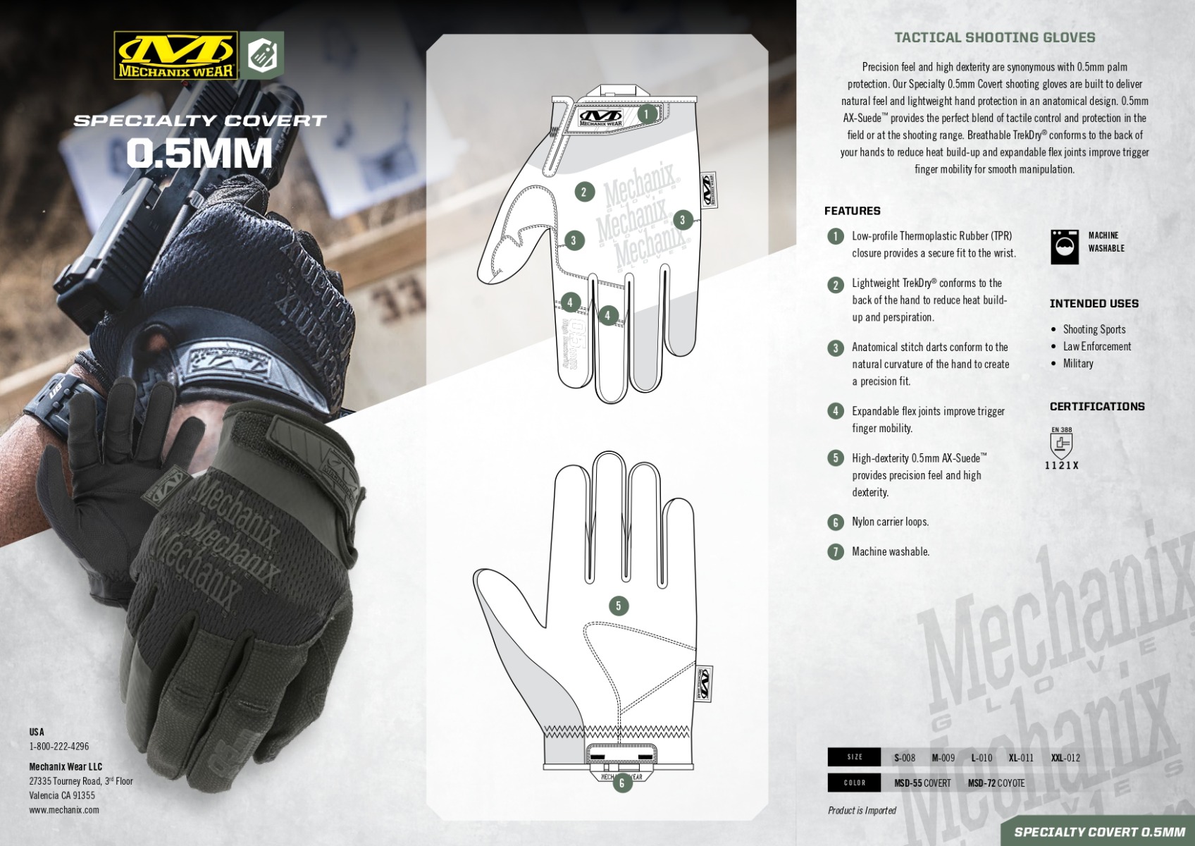  Odkrijte vrhunske taktične rokavice Specialty 0.5 Covert Coyote od Mechanics Wear. Certificirane po standardu EN388: 1122, zagotavljajo visoko zaščito, udobje in odličen oprijem. Idealne za vojsko, policijo, mehanike in druge poklice. Zaupajte v njihovo vrhunsko kakovost in zaščitite svoje roke zdaj!