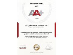 B33 - opremljen.si tudi letos prejel certifikat bonitetne odličnosti