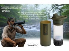 Nikoli več brez čiste pitne vode na prostem: Vodni filter 710ml GeoPress® Purifier Covert Edition - Olive Drap