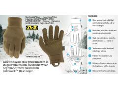 Ostanite suhi in topli v hladnih pogojih z Mechanix Wear Nepremočljivimi Rokavicami ColdWork™ Base Layer Covert Coyote