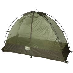 Vojaška mreža proti komarjem, zasnovana za uporabo s kamp posteljo ali samostojno na tleh, dimenzije 225 D x 77 Š x 129 V cm, olivna barva