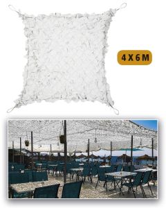 PREMIUM Širokolistna bela mreža SHADOW SAIL za senčenje terase, velikosti 4 x 6 metre