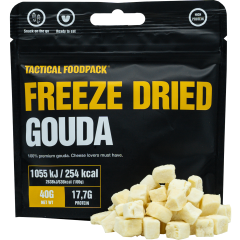 Uživajte v hrustljavem liofiliziranem Gouda siru Tactical Foodpack - izjemna liofilizirana hrana za šport na prostem in avanturiste. Okusen, praktičen in vir kalcija ter beljakovin!