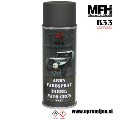 Vojaška barva sprej zelena NATO GREEN mat 400ml MFH - Max Fuchs by B33 army shop at www.opremljen.si 