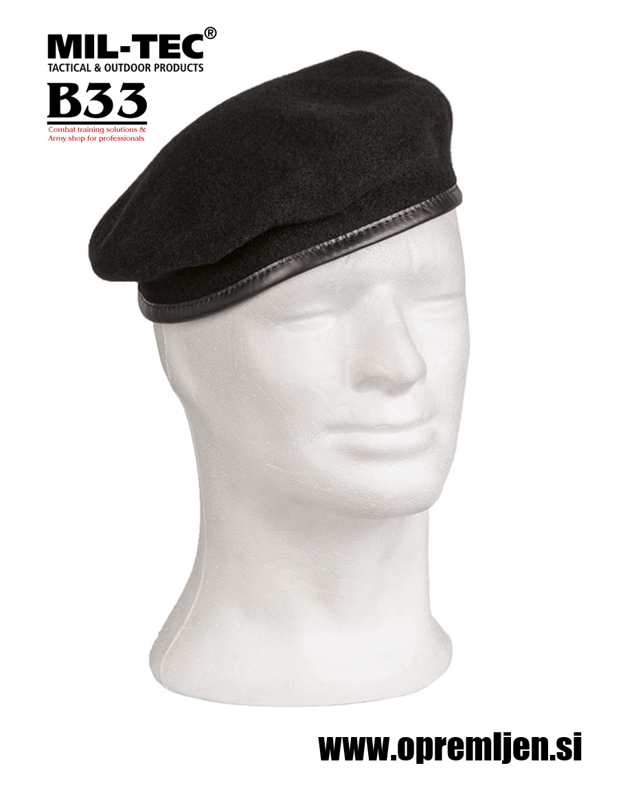 Vojaška beretka BW commando PLEIN CIEL črne barve MILTEC by B33 army shop at www.opremljen.si, vojaška trgovina, trgovina z vojaško opremo