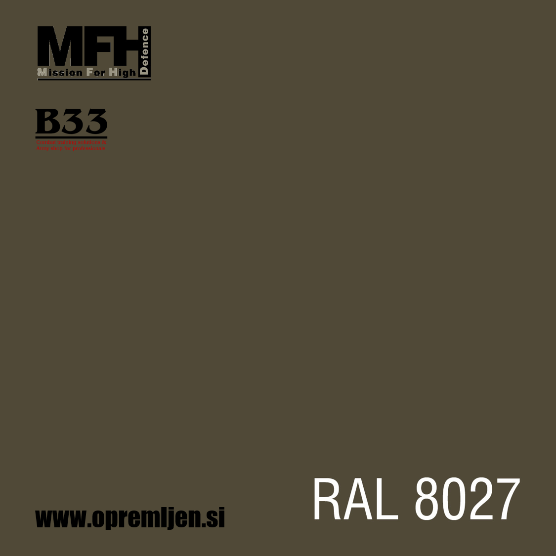 Vojaška barva sprej blatno rjava MUD BROWN mat RAL8027 400ml MFH - Max Fuchs by B33 army shop at www.opremljen.si 