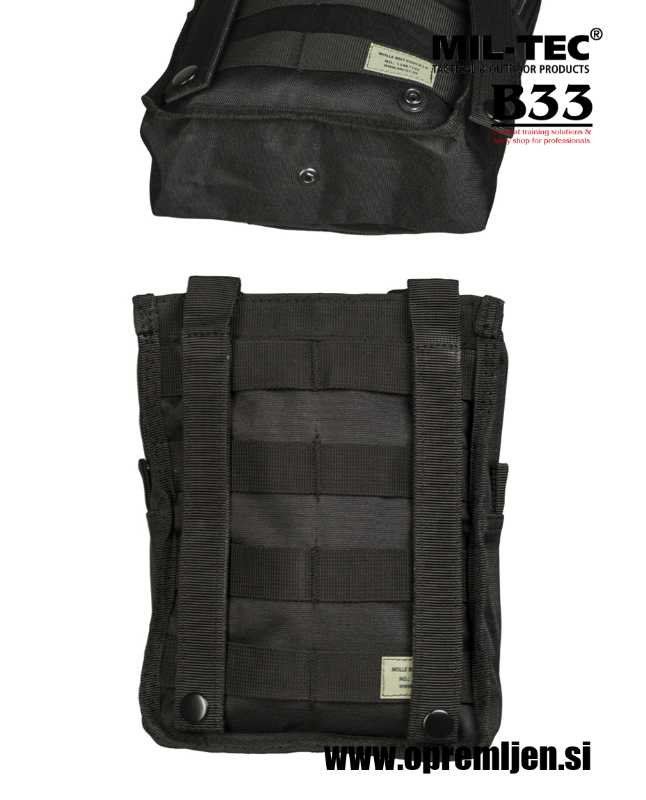 Vojaška MOLLE taktična torbica large za okoli pasu oziroma za na opasač črne barve MILTEC by B33 army shop at www.opremljen.si (trgovina z vojaško opremo, vojaška trgovina)
